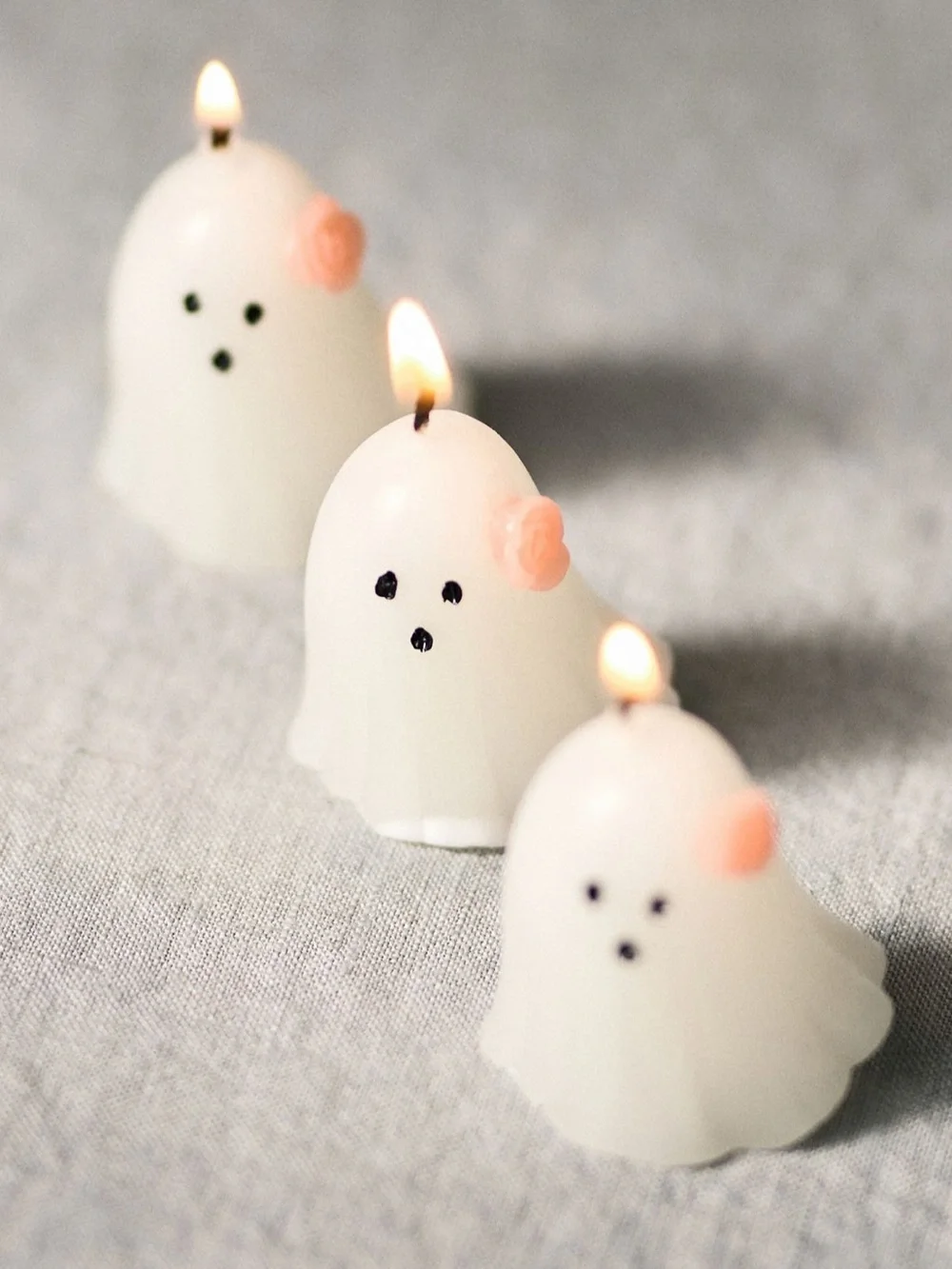 Anthropologie Ghost Shaped Decorative Wax Candles Set of 3 Halloween New NIB